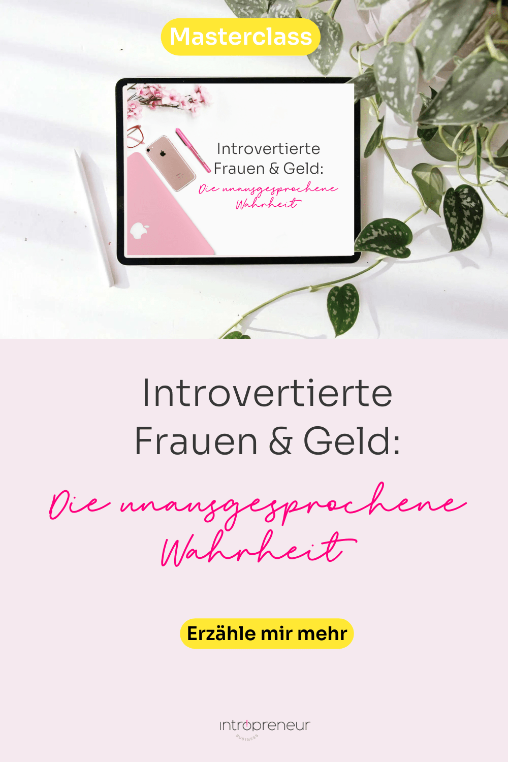 Banner für die Masterclass introvertierte Frauen und Geld